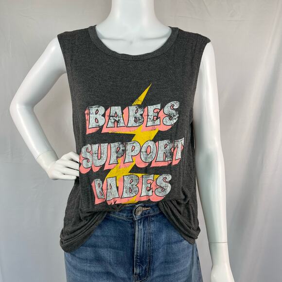 Zutter Gray Oversized Babes Support Babes Tank Top Size Small - Picture 1 of 6